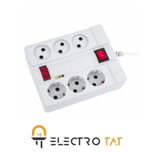 محافظ ولتاژ 6 خانه پارت الکتریک با کابل 1.8 متری 