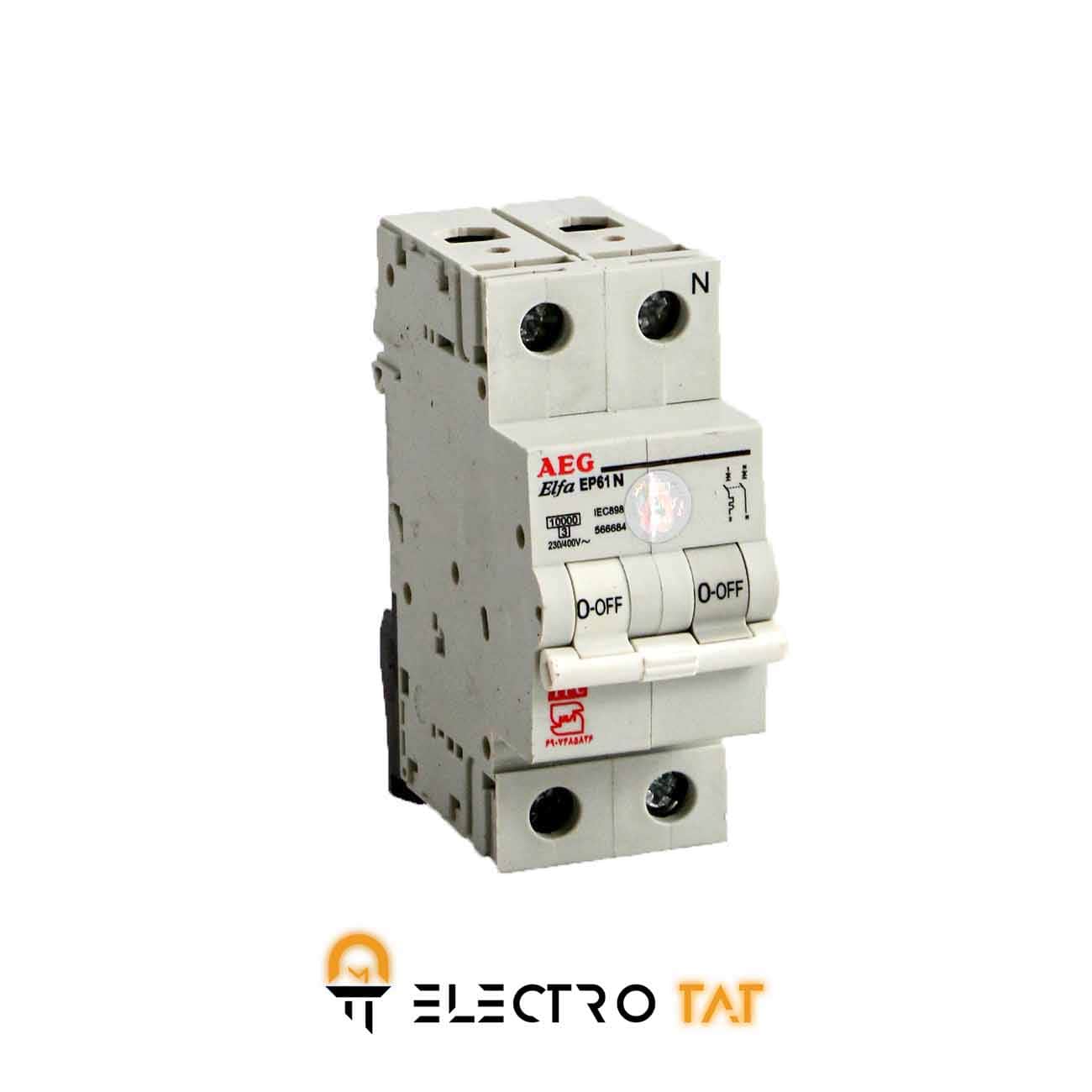 کلید مینیاتوری AEG دوفاز 50 آمپر ( توس فیوز )