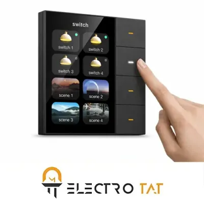 کلید پیانویی چهار پل هوشمند با تاچ پنل 3 اینچ کامکث