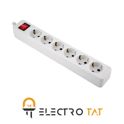 سیم سیار 6 خانه ارت دار با کلید با کابل 1/8m پارت الکتریک